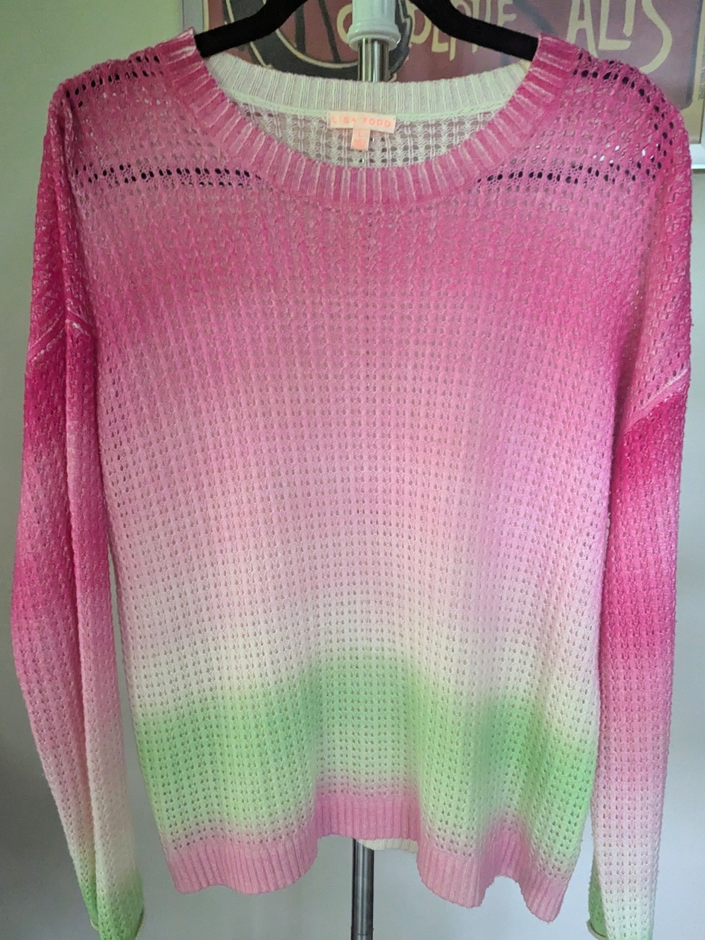 Lisa Todd Color Dreamer Ombre Open Stitch Knit Sweater Like New Size L $40
